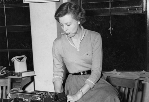 Ellouisse McVay, the first female sports editor for the Collegio.