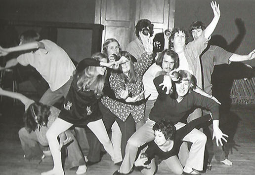 Theater students performing The Serpant in 1973.