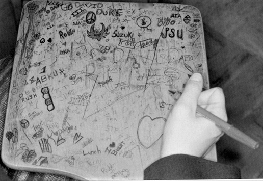 Desk graffiti in 1992